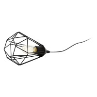 TARBES Stolní lampa, základna plast, barva černá, drátěná kostra, barva černá, pro žárovku 1x60W, E27, 230V, IP20, zař.tř.2, d=175mm, h=265mm, vypínač na kabelu