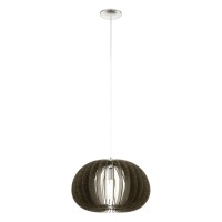 COSSANO Závěsné svítidlo, těleso kov, povrch bílá nebo nikl mat, stínítko dřevo bílé, tmavě hnědé nebo javor, pro žárovku 1x60W E27 A60, 230V, IP20, tř.2, rozměry d=450mm, h=1100mm