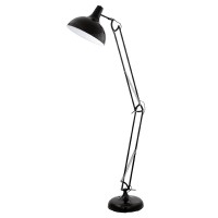 BORGILLIO Stojací lampa, 2 ramena, nastav směr svícení, těleso kov, povrch černá/bílá/chrom/měděná, pro žárovku 1x60W, E27, 230V, IP20, tř.2, rozměry d=340mm, h=1900mm, vypínač na kabelu