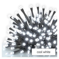 VR BASIC TR 100 LED bílá svítí stále IP44, 10m Spojovatelný vnitřní/venkovní vánoční řetěz, 100 LED studená, svítí stále, svítící část 10m, rozteč 0,1m, časovač 6h/18h, vč trafa 230V/30V, max 800 LED, IP44, kabel černá, prodloužení 5m
