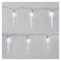 VG girlanda, 10 LED, na baterii 2xAA, IP20, 1,35m Vánoční girlanda, rampouchy, vnitřní, stále svítící, 10 LED, studená bílá, svítící část š= 135cm, l=10cm, přívodní kabel transparentní  l=0,3m, na baterii 2xAA, 1,5V, IP20, časovač 6h/18h nebo stále
