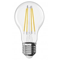 LED žárovka čirá E27 3,8W/5W Světelný zdroj, žárovka hrušková, sklo čiré, LED 3,8W/806lm, 5W/1060lm, E27, A60, teplá 2700K/neutrální 4000K, 230V, d=60mm, l=105mm