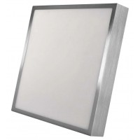 KUDLI 18W Stropní přisazené svítidlo, těleso hliník, povrch stříbrná, difuzor plast opál, LED 18W, 1500lm, neutrální 4000K, 230V, IP20, rozměry 225x225x40mm.