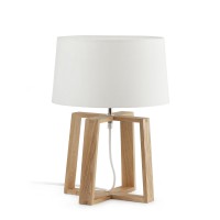 BOMESA 1X60W, E27 Dekorativní lampa, nožky dřevo, stínítko textil, pro žárovku 1x60W, E27, 230W, IP20, rozměry stínítko d=320mm, l=175mm, základna d=255mm, l=440mm