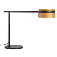 HURAT TABLE LAMP LED 1X6W Stolní lampa, stmívatelná, základna kov, těleso kov, povrch lak černá mat, stínítko dřevo hnědá, LED 1x6W, teplá 2700K, 600lm, 230V, IP20, tř.2. rozměry 220x450x650mm