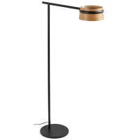 HURAT STAND LAMP LED 1X6W Stojací lampa, stmívatelná, základna kov, těleso kov, povrch lak černá mat, stínítko dřevo hnědá, LED 1x6W, teplá 2700K, 600lm, 230V, IP20, tř.2. rozměry 260x1250x650mm