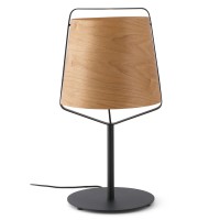 WEDERN TABLE LAMP 1X15W E27 Stolní dekorativní lampa, základna kov, těleso kov, povrch lak černá mat, stínítko dřevo třešňové, pro žárovku 1x15W, E27, 230V, IP20, tř.2. rozměry d=270mm h=710mm