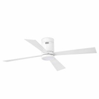 VERDI LED Stropní pokojový ventilátor, základna kov povrch nikl mat, 4 lopatky strany bílá/dřevo, 3 rychlosti 13,3W/27,2W/56,3W, reverzní chod, osvětlení LED 12W, 900lm, teplá bílá 3000K, 230V, IP20, d=1320mm, h=270mm, vč dálkového ovladače