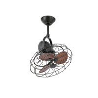 REIKI Stropní ventilátor, základna kov-barva černá, 3 dřevěné lopatky- hnědá, drát. koš.černá, 3 rychlosti 7W/16W/25W, 230V, IP20, Hz50, zpětný chod d=450mm, l=510-mm,