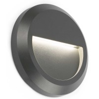 NERTU WALL ROUND LED 1X1W IP65 Nástěnné venkovní svítidlo, těleso plast, barva šedá tmavá mat, difuzor plast mat, LED 1x1W, teplá 3000K, 65lm, 230V, IP65, tř.2. rozměry d=150mm h=25mm