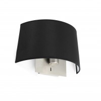 NIRTAM WALL Nástěnné svítidlo, těleso kov, povrch nikl matný, stínítko textil bílý nebo černý, pro žárovku 1x20W E27 A60, 230V, IP20, tř.1, rozměry 130x325x230mm, svítí nahoru/dolů, s vypínačem