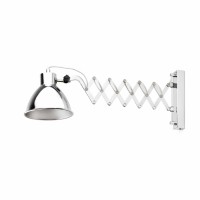 LUDO Nástěnná lampa, základna, stínítko a nastavitelné rameno pantograf kov, povrch chrom lesk, pro žárovku 1x40W, E14, 230V, IP20, tř.1, rozměry h=200mm, rameno l=310-800mm.