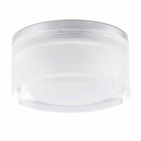 OPLAK Podhledové svítidlo, základna kov, povrch šedostríbrná, difuzor plast PMMA pruhledný+opálový, LED 4W, teplá 3000K, 304lm/cca 15W žár, 230V, IP44, tř.2, rozměry d=70mm, h=65mm