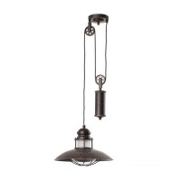 WILLAGE S2 1X60W E27 Závěsné svítidlo lustr, základna kov, barva hnědá starobylá imitace opotřebení, krycí sklo čiré, pro žárovku 1x60W, E27, 230V, IP20, rozměry 350x257mm, stahovací závěs l=500-1200mm