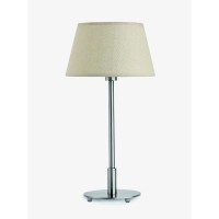TABLO T Stolní lampa, základna kov, povrch nikl mat, stínítko textil béžová, pro žárovku 1x60W, E14, 230V, IP20, d=250mm, h=500mm, vč vypínače na kabelu