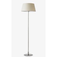 TABLO F Stojací lampa, základna kov, povrch nikl mat, stínítko textil béžová, pro žárovku 1x60W, E27, 230V, IP20, d=420mm, h=1500mm, vč vypínače na kabelu