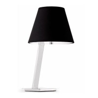 BIGAMA T Stolní lampa, těleso kov, povrch chrom lesk, stínítko textil barva bílá/černá, difuzor plast opál, pro žárovku 1x60W, E27, 230V, IP20, rozměry 230x170x440mm, vypínač na kabelu.