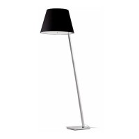 BIGAMA F Stojací lampa, těleso kov, povrch chrom lesk, stínítko textil barva bílá/černá, difuzor plast opál, pro žárovku 1x60W, E27, 230V, IP20, rozměry 450x300x1600mm, vč. vypínače.