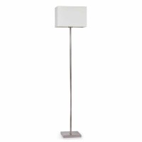 ATENA F Stojací lampa, základna čtvercová, materiál kov, povrch chrom mat, stínítko obdélníkové, textil, barva bílá, žárovka 1x100W, E27, 230V, IP20, rozměry 320x225x220mm, h=1430mm, vč. vypínače.