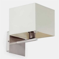 ATENE W Nástěnné svítidlo, základna kov, povrch chrom mat, stínítko čtvercové, textil, barva bílá, žárovka 1x40W, E14, 230V, IP20, rozměry stínítko 160x160mm, h=230mm.
