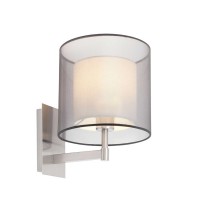LIMBA W Nástěnné svítidlo, materiál kov, povrch nikl mat, stínítko dvojité, vnější průsvitné černé, vnitřní textil béžová, žárovka 1x40W, E27, 230V, IP20, rozměry h=310mm, l=270mm