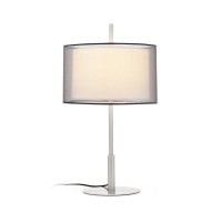 LIMBA T1 Stolní lampa, materiál kov, povrch nikl mat, stínítko dvojité, vnější průsvitné černé, vnitřní textil béžová, žárovka 1x40W, E27, 230V, IP20, rozměry d=320mm, h=590mm, s vypínačem