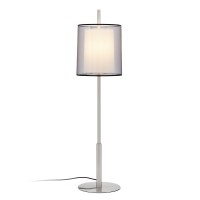 LIMBA T2 Stolní lampa, materiál kov, povrch nikl mat, stínítko dvojité, vnější průsvitné černé, vnitřní textil béžová, žárovka 1x40W, E27, 230V, IP20, rozměry d=200mm, h=840mm, s vypínačem