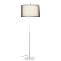LIMBA F Stojací lampa, materiál kov, povrch nikl mat, stínítko dvojité, vnější průsvitné černé, vnitřní textil béžová, žárovka 1x60W, E27, 230V, IP20, rozměry d=480mm, h=1580mm, s vypínačem