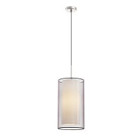LIMBA S1 Závěsné svítidlo, materiál kov, povrch nikl mat, stínítko dvojité, vnější průsvitné černé, vnitřní textil béžová, žárovka 1x40W, E27, 230V, IP20, rozměry d=200mm, h=1200mm.