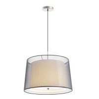 LIMBA S2 Závěsné svítidlo, materiál kov, povrch nikl mat, stínítko dvojité, vnější průsvitné černé, vnitřní textil béžová, difuzor sklo, žárovka 3x40W, E27, 230V, IP20, rozměry d=470mm, závěs h=1200mm, lze zkrátit