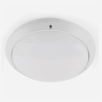 LABON Stropní svítidlo, exteriérové, venkovní,základna plast, bílá, kryt polykarbonát opálový, 1x40W, E27, 230V, IP65, rozměry d=270mm, h=85mm.