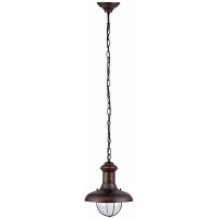 LONT S Závěsné svítidlo, základna kov, povrch optřebení a rez, kryt sklo čiré s bublinkama, pro žárovku 1x60W, E27, 230V, IP33, zař.tř.1, d=270/320mm, závěs řetěz l=1060mm, lze zkrátit.