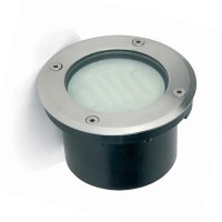 BARU Zemní svítidlo, základna hliník, kroužek nerez, sklo čiré, 1x9W, GX53, 230V, IP67, d=120mm, h=70mm, vč. montážního boxu, vč zářivky