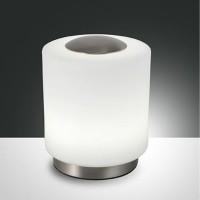 SIMI Stolní lampa, těleso kov, povrch chrom nebo nikl mat, difuzor sklo opál nebo lesklé, LED 8W, teplá bílá 3000K, 700lm/cca 40W žár., 230V, IP20, tř.2, rozměry d=120mm, h=140mm, se stmívačem