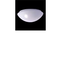 DENI Stropní svítidlo, základna plast bílá, difuzor sklo opál, 60W, E27, 230V, IP44, rozměry d=280mm, v=105mm.