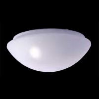 DENI Stropní svítidlo, základna plast bílá, difuzor sklo opál, 60W, E27, 230V, IP44, rozměry d=280mm, v=105mm.