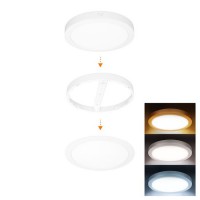 AALEN BI 12W/18W/24W IP54 Stropní přisazené/podhledové svítidlo, kruhové, těleso plast bílá/stříbrná, difuzor plast opál, LED panel 12W/18W/24W, přepín. CCT  teplá 3000K/neutrální 4000K/denní 6000K, vyzař úhel 160°, 230V, do koupelny IP54