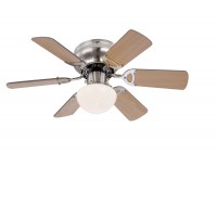 PEZI 1x60W, E27, ventilátor Stropní ventilátor s osvětlením, těleso kov, povrch nikl, oboustranné lopatky bílá a černá antracit/ dřevo světlé a šedá, dif sklo opál, pro žárovku 1x60W, E27, 230V, rozměry d=760mm, h=280mm, ovládání pomocí tahového spínače