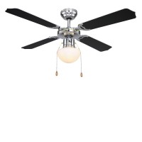 CHAMP 1x60W E27 Stropní ventilátor s osvětlením, těleso kov, povrch chrom lesk, lopatky MDF, povrch černá/bílá, difuzor sklo opál, pro žárovku 1x60W E27, 230V, IP20, tř.1, rozměry 415x1066mm