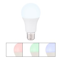 LED žárovka 10W, CCT, RGB E27 Světelný zdroj, žárovka LED 10W, E27, pomocí dálkového ovladače (součástí) nebo app v telefonu Tuya WiFi,  lze nastavit teplotu CCT teplá 2700K - denní 6000K, stmívat, RGB, 230V, rozměry d=60mm, l=115mm