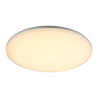 KRASNO LED 24W IP54 Stropní, přisazené, venkovní svítidlo, základna plast, povrch šedostříbrná, difuzor plast opál, LED 24W, 1900lm, teplá 3000K, 230V, IP54, tř.2, rozměry d=330mm, h=56mm