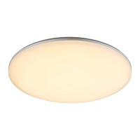 KRASNO LED 24W IP54 Stropní, přisazené, venkovní svítidlo, základna plast, povrch šedostříbrná, difuzor plast opál, LED 24W, 1900lm, teplá 3000K, 230V, IP54, tř.2, rozměry d=330mm, h=56mm