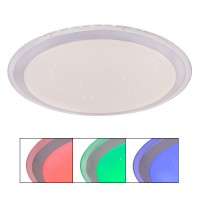 PHOLI 30W, CCT, RGB, Tuya Stropní kruhové svítidlo, těleso kov povrch bílá, difuzor plast opál se třpyt. efektem, LED 30W, 3500lm, Tuya CCT nastav. teplota teplá 3000K, neutrální 4000K, denní 6500K, stmív, RGB, 230V, Ra80, IP20, rozměry d=530mm, h=83mm.