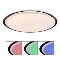 LENTAR 40W, CCT, RGB, Tuya Stropní kruhové svítidlo, těleso kov povrch bílá a plast černá, difuzor plast opál, LED 40W, 4400lm, Tuya CCT nastav. teplota teplá 3000K, neutrální 4000K, denní 6500K, stmív, RGB, 230V, Ra80, IP20, rozměry d=560mm, h=85mm.