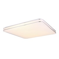 PIRO 48W TUYA-W, CCT Stropní svítidlo, základna kov, difuzor plast opál, dekorace chrom, LED 48W, 4400lm, dálk ovl. (včetně), nebo telefon TUYA WiFi, stmívatelné, CCT nast teplota teplá 3000K-denní 6400K, Ra80, 230V, IP20, rozměry 495x495x80mm.