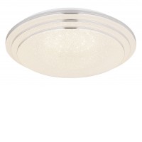 SQUARRO 18W, CCT Stropní svítidlo, těleso kov, bílá, dekorace chrom, difuzor plast opál se třpytivým efektem LED 18W, 1860lm, pomocí dálk ovladače (součástí)  lze stmívat, CCT nastavit teplotu teplá 3000K-denní 6500K., d=400mm, h=95mm