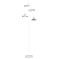 DELBRUCK FL Stojací lampa, těleso kov a dřevo světlé, stínítko keramika, povrch černá a bílá, pro žárovku 2x40W, E27, 230V, IP20, rozměry 520x250x1680mm (ŠxVxH), výšku svítidla lze nastavit.