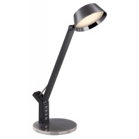 DIERDORF 8W, CCT USB Stolní lampa, těleso plast černy a kov, povrch černá/stříbrná/zlatá, difuzor plast opál, LED 8W, 450lm, CCT přepín teplota teplá 3000K, neutrální 4000K, denní 6300K, stmív, 230V, IP20, rozměry d=480mm, h=520mm.