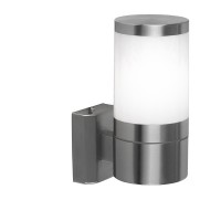 LALA2 Nástěnné svítidlo, venkovní, exteriérové, základna nerez, difuzor plast opál, pro zárovku 1x60W, E27, 230V, IP44, tř.1, d=102mm, h=240mm