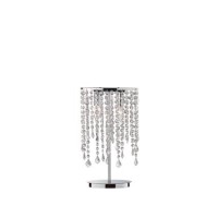 ZORA 2X40W E14 Stolní dekorativní lampa, základna kov chrom, difuzor ověsy z čirých křišťálů, pro žárovku 2x40W, E14, 230V, IP20, tř.2, rozměry š=255mm, v=445mm, h=130mm